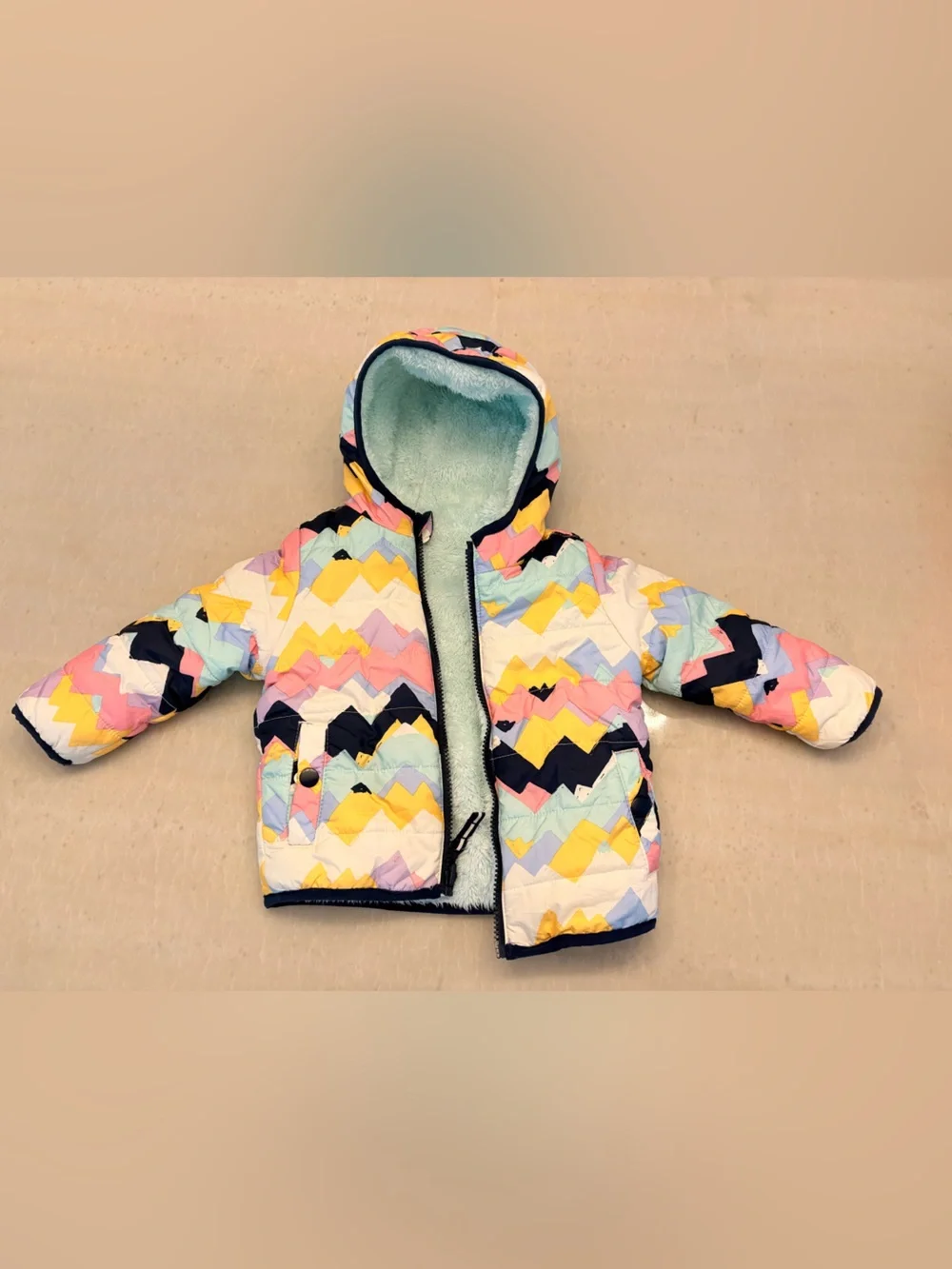 Reversible Chevron Baby Puffer Jacket - Multi
